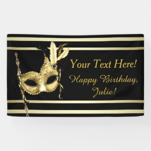 Schwarze Gold-Maskenparty Banner