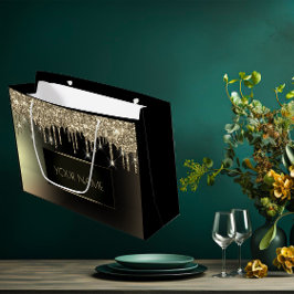 Schwarze Gold-Minimalname Eindeutige Branding-Trop Große Geschenktüte