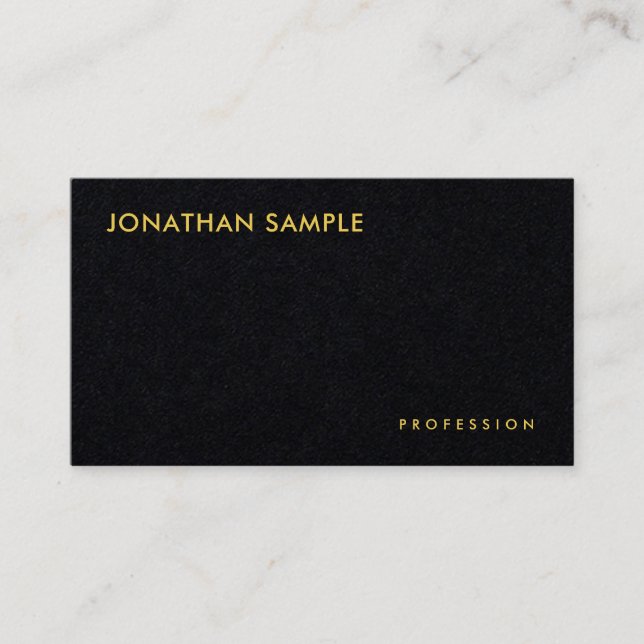 Schwarze Gold Moderne Minimalistische Elegant-Vorl Visitenkarte (Vorderseite)