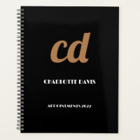 Schwarze Gold-Monogramm-Initialen 2025-Planer