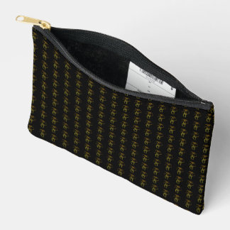 Schwarze Gold-Monogramm-Muster-Reißverschlusstasch Zubehörtasche