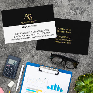 Schwarze Gold Monogramm Visitenkarte Elegant Benut