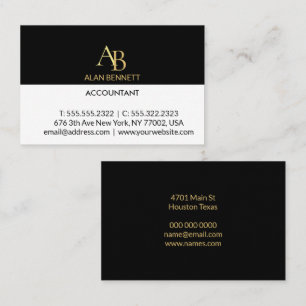 Schwarze Gold Monogramm Visitenkarte Elegant Benut