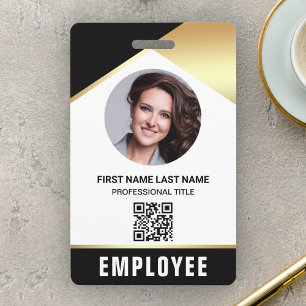 Schwarze Gold Name Foto QR Code Mitarbeiter ID Kar Ausweis