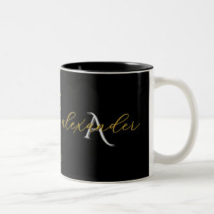 Schwarze Gold-Paar-Initialen Personalisierte Namen Zweifarbige Tasse