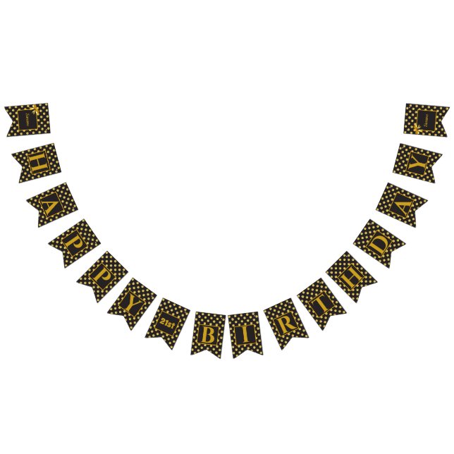 Schwarze Gold Polka Dot Glam Design buntgeflags Wimpelkette (Alle)