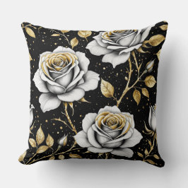 Schwarze Gold-Rose mit Spritzer Kissen