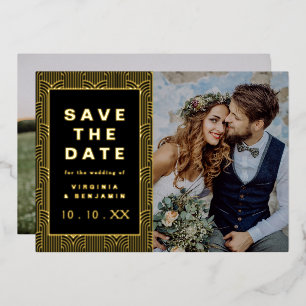 Schwarze Gold Save The Date Folien-Fotokarte Folieneinladung