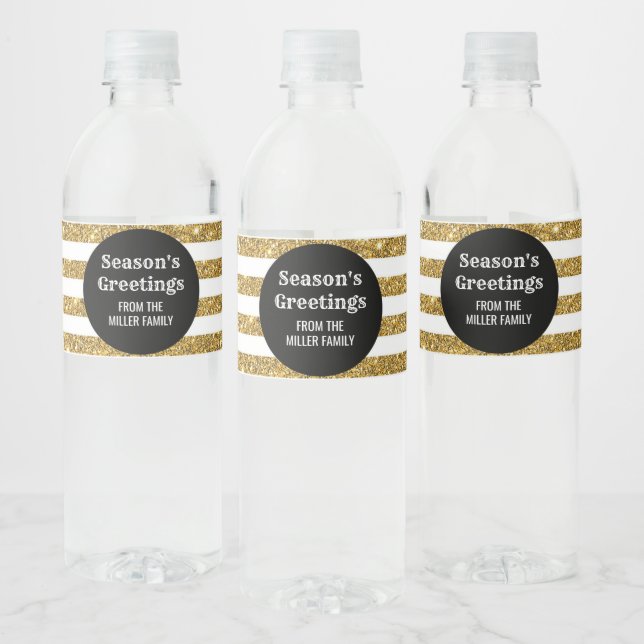 Schwarze Gold Streifen Custom Season's Greetings (Flaschen)