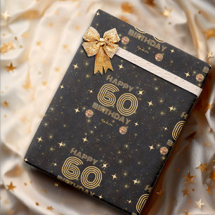 Schwarze Gold tanzende Disco-Kugel 60. Geburtstag Geschenkpapier
