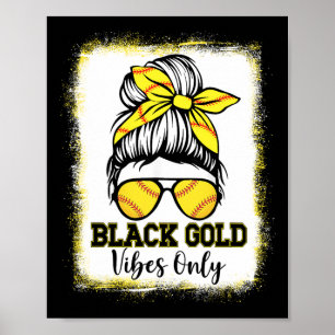 Schwarze Gold-Vibes Only Softll-Shirt Frauen Leopa Poster