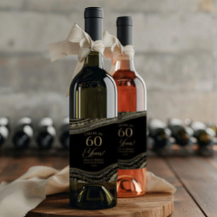 Schwarze Goldachat 60. Hochzeitstagparty Weinetikett