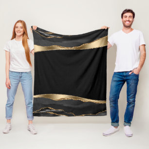 Schwarze Goldachat-Fliesblanke Fleecedecke