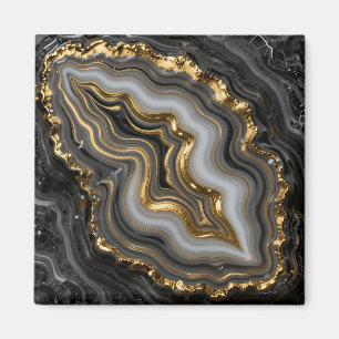 Schwarze Goldachat-Geode Luxus-Marmor Magnet