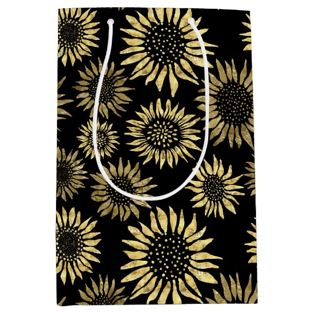 Schwarze Goldblume Mittlere Geschenktüte (Vorderseite)