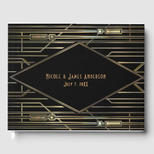 Schwarze & goldene 20er Jahre Art Deco Gatsby Glam Gästebuch