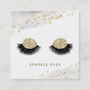 *~* Schwarze goldene Augen Lashes Quadratische Visitenkarte