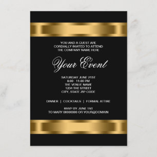 Schwarze Goldene Black Tie Firmenfeier Einladung