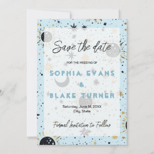 Schwarze, goldene, blaue himmlische Hochzeit - Sav Einladung