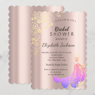 Schwarze, goldene Blumen Kleid Roségold Brautparty Einladung