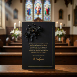 Schwarze & goldene Blumen-Traum-Karte zum Dank für Folieneinladung