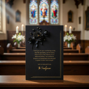 Schwarze & goldene Blumen-Traum-Karte zum Dank für Folieneinladung