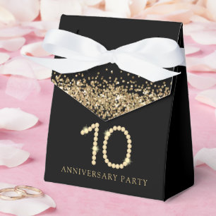 Schwarze & Goldene Diamantene 10. Hochzeitsjubiläu Geschenkschachtel