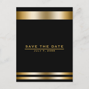 Schwarze & Goldene Elegante Verlobung - Termin mer Postkarte