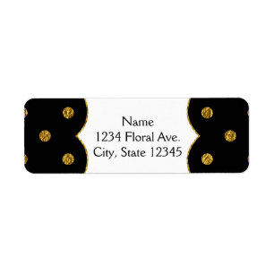 Schwarze & Goldene Faux-Folie-Polka-Punkte-Adresse