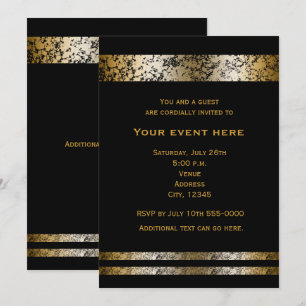 Schwarze & Goldene Faux-Marmor Elegante Event-Einl Einladung