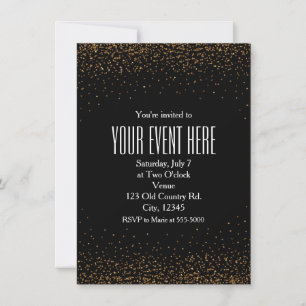 Schwarze & goldene feine Glitter-Chic-Party-Einlad Einladung