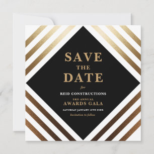 Schwarze Goldene Firmen-Gala Save-the-Date-Karte Save The Date