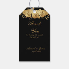 Schwarze Goldene Florale Rosen Glam Hochzeitsgesch Geschenkanhänger