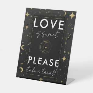 Schwarze & Goldene Himmelmond Sterne Hochzeitsleck Sockelschild