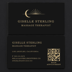 Schwarze Goldene Himmlische Massagetherapeutin QR- Visitenkarte