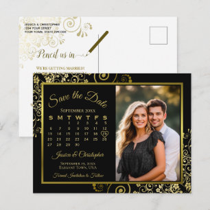 Schwarze & goldene Hochzeit Kalendervorlage Foto z Ankündigungspostkarte