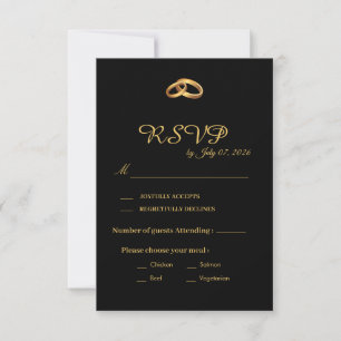 Schwarze Goldene Hochzeit-RSVP-Karte RSVP Karte