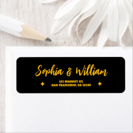 Schwarze & Goldene Hochzeits-Rücksende-Adressetike