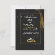 Schwarze Goldene Hochzeitseinladung
