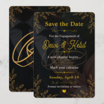 Schwarze Goldene Hochzeitseinladung Karte zur Vora