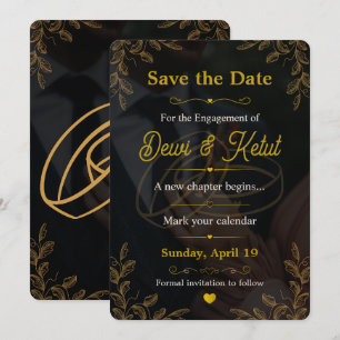Schwarze Goldene Hochzeitseinladung Karte zur Vora