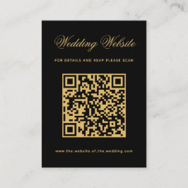 Schwarze & Goldene Hochzeitswebsite QR-Code Einfac Begleitkarte