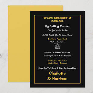 Schwarze Goldene Informelle Hochzeit Einladung