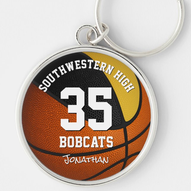 Schwarze goldene Jungs Sportteam heißt Basketball Schlüsselanhänger (Vorne)