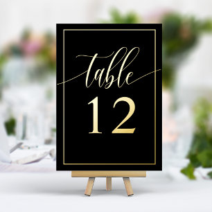 Schwarze & Goldene Kalligrafie-Script-Folie-Tabell Folieneinladung