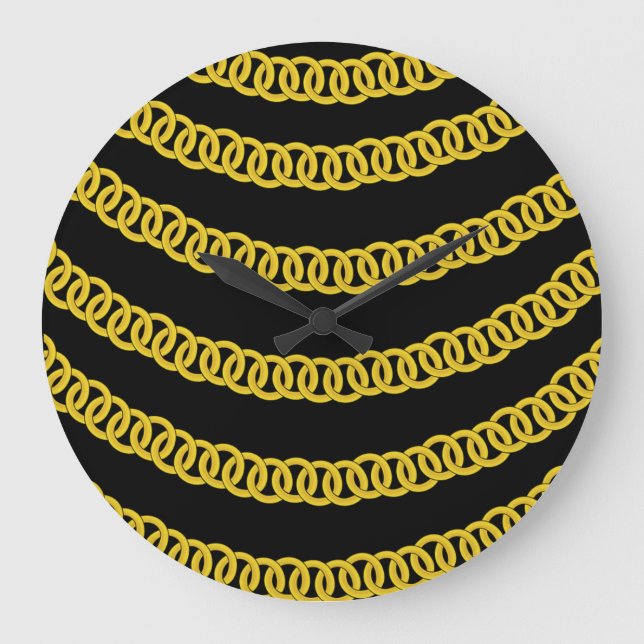 Schwarze goldene Kette Große Wanduhr (Vorderseite)