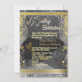 Schwarze & Goldene Marmor-Flachkarte 