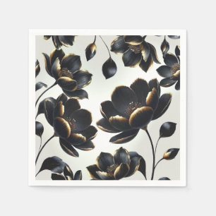 Schwarze & Goldene Moderne Himmlische Mond Sterne Serviette