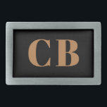 Schwarze goldene Monogramm-Initialen elegant, mode Rechteckige Gürtelschnalle<br><div class="desc">Schwarzer Hintergrund,  goldener Text. Personalisieren Sie Ihre Monogramm-Initialen und fügen Sie sie hinzu.</div>