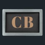 Schwarze goldene Monogramm-Initialen elegant, mode Rechteckige Gürtelschnalle<br><div class="desc">Schwarzer Hintergrund,  goldener Text. Personalisieren Sie Ihre Monogramm-Initialen und fügen Sie sie hinzu.</div>